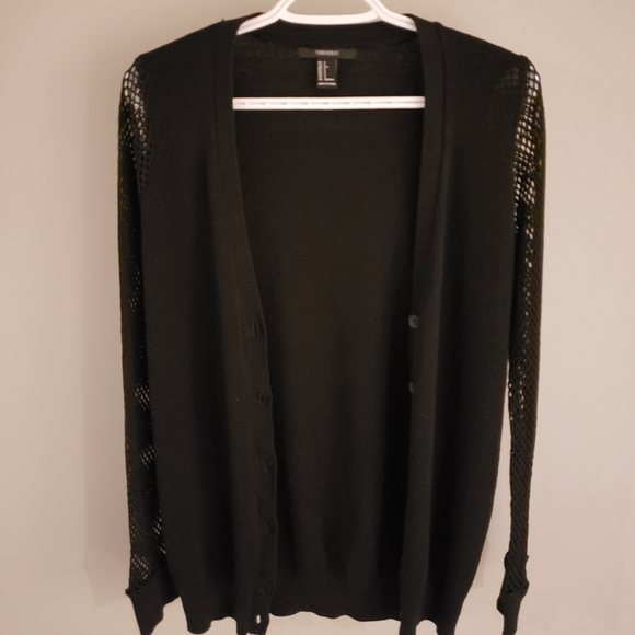 Boyfriend Cardigan with Mesh Sleeves - Picture 1 of 3